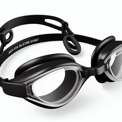 Black Anti Fog Swimming Goggles with Silicone Gasket