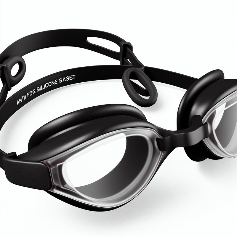 Black Anti Fog Swimming Goggles with Silicone Gasket